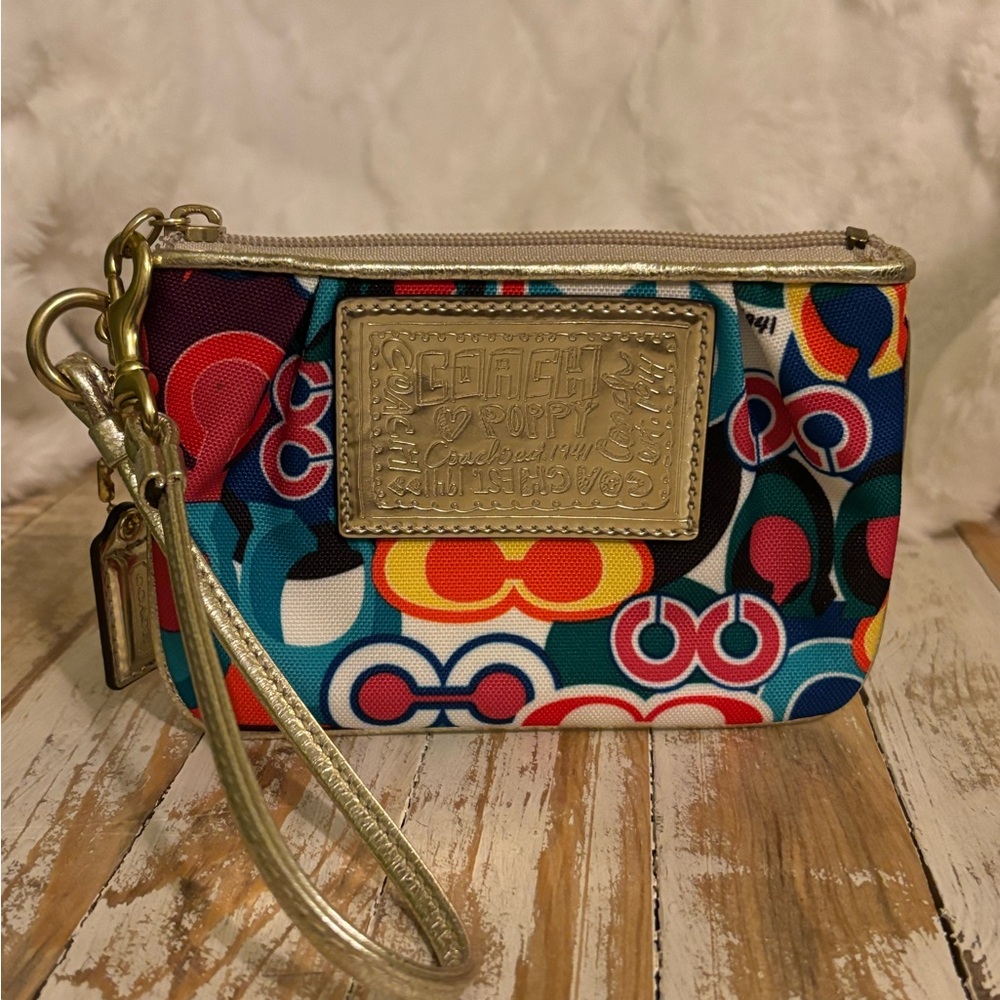 Coach Poppy Graffiti Multicolor Wristlet